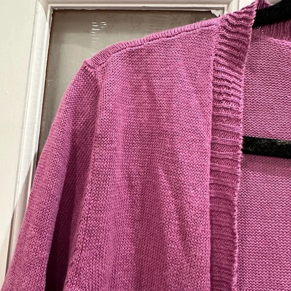 Eileen Fisher Open Front Cardigan Sweater Shrug 100% Linen Lilac Size L Petite - Picture 2 of 11